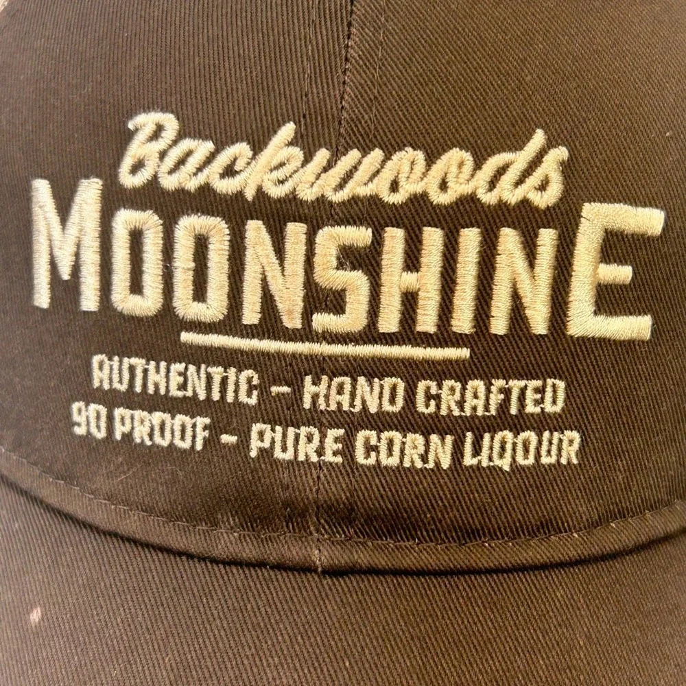 Backwoods Moonshine Mens Brown Infinity Trucker Hat Snapback Mesh Cap OSFM